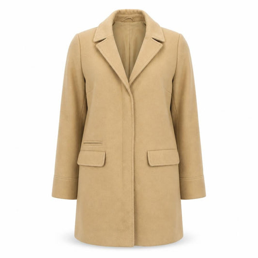 Topshop Women’s Petite Beige Wool Blend Mid-Length Coat Size 4