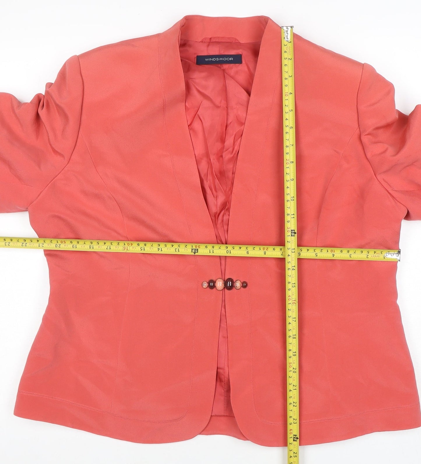 Windsmoor Women Pink Silk Lined Blazer Jacket UK 16 Shawl Collar