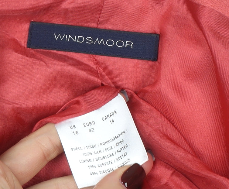 Windsmoor Women Pink Silk Lined Blazer Jacket UK 16 Shawl Collar