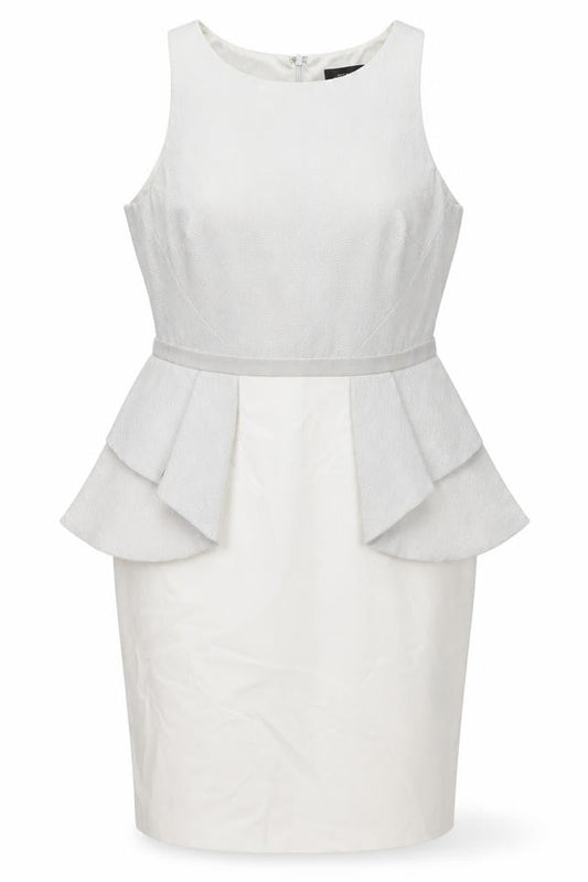 Coast Women's Ivory Sleeveless Peplum Knee Length Dress Size 14