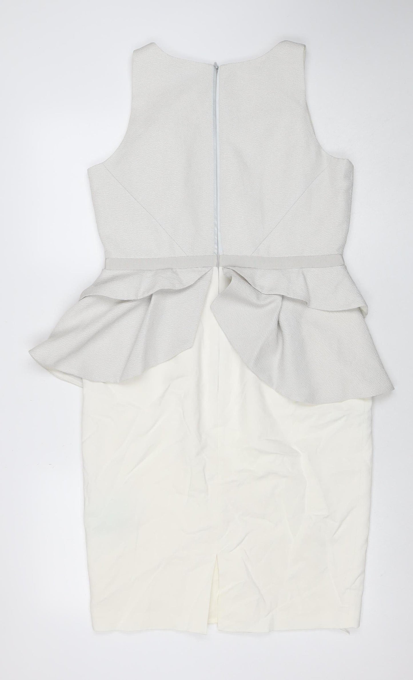 Coast Women's Ivory Sleeveless Peplum Knee Length Dress Size 14