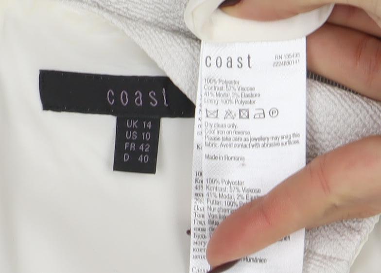 Coast Women's Ivory Sleeveless Peplum Knee Length Dress Size 14