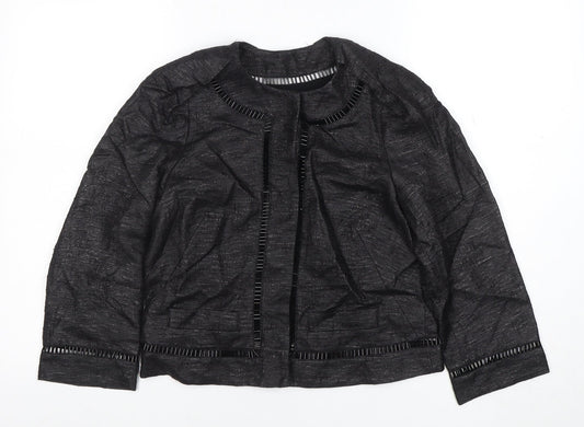 Jaeger Black Women's Size 8 Collarless Short Jacket