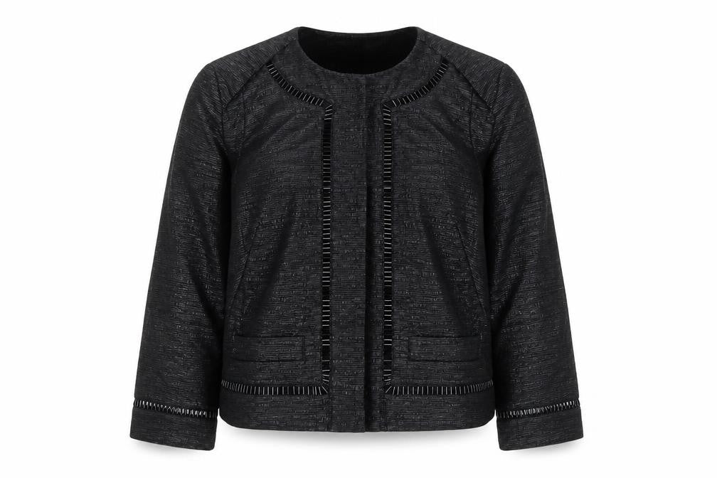 Jaeger Black Women's Size 8 Collarless Short Jacket