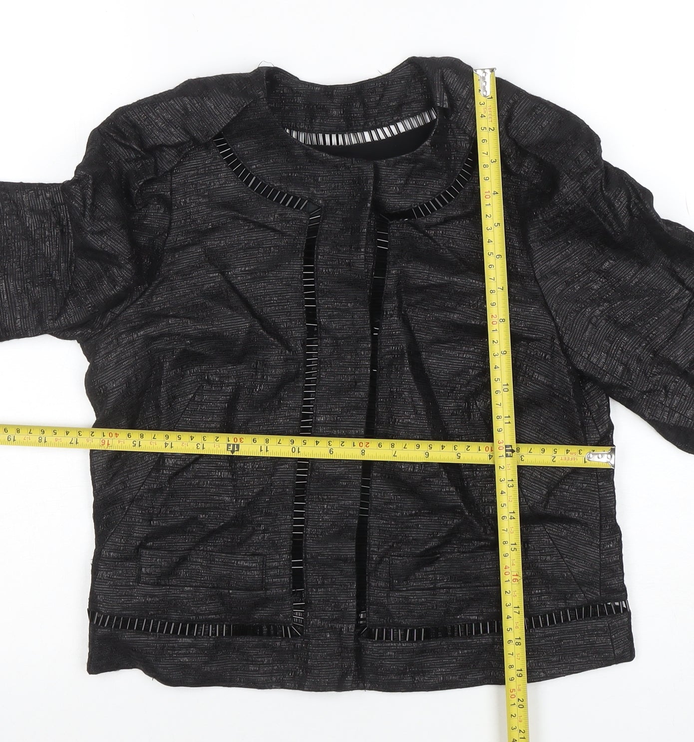 Jaeger Black Women's Size 8 Collarless Short Jacket