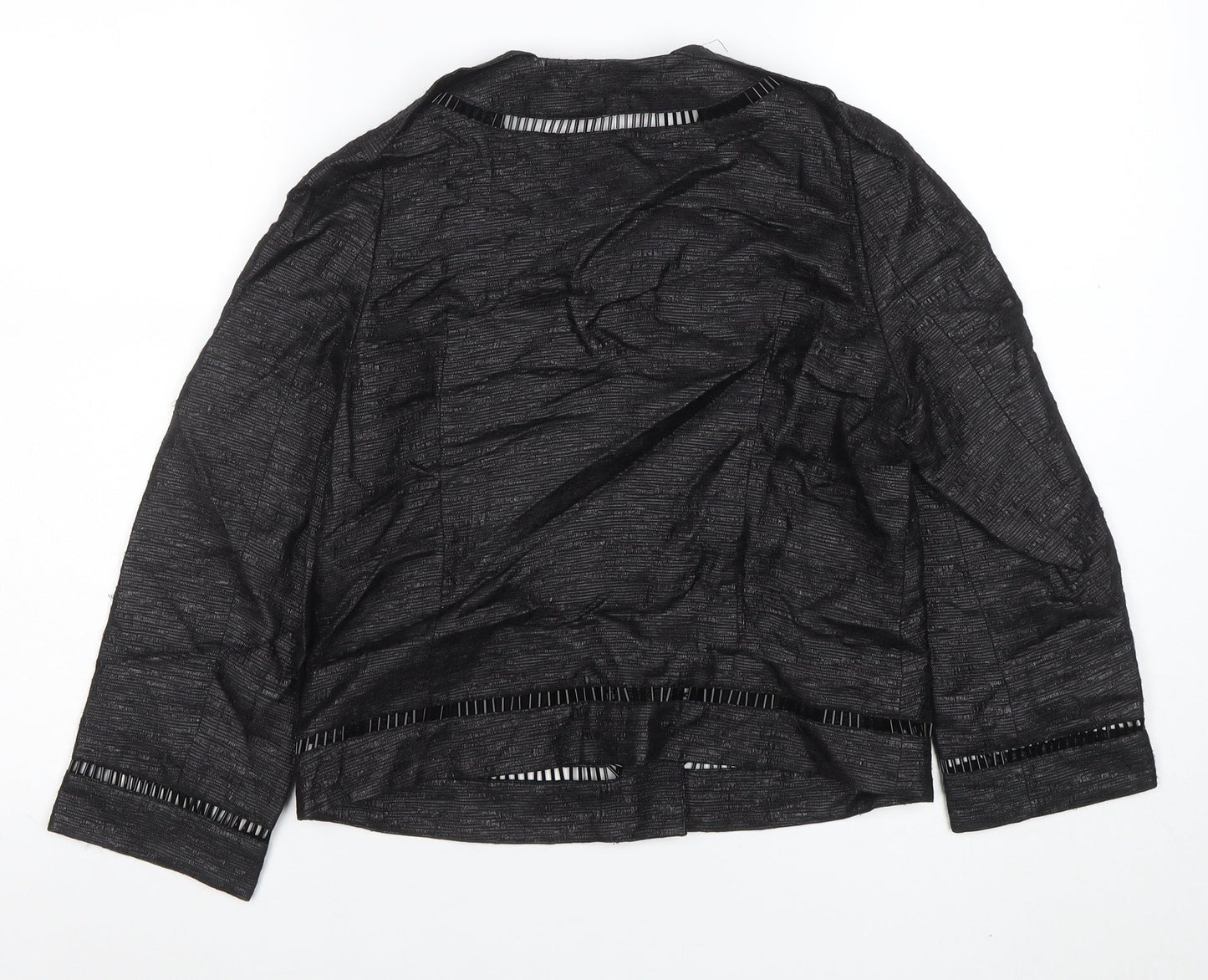 Jaeger Black Women's Size 8 Collarless Short Jacket