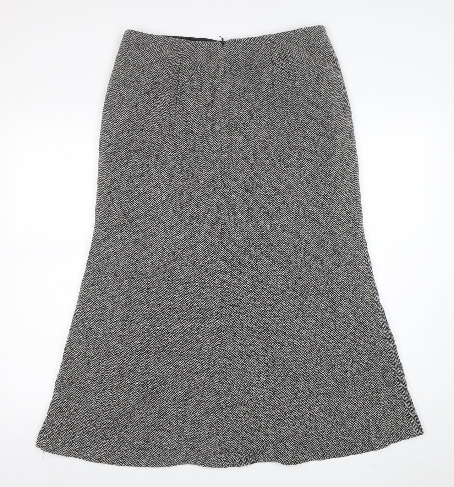 Marks and Spencer Womens Grey Wool Tweed Midi Pencil Skirt Size 14