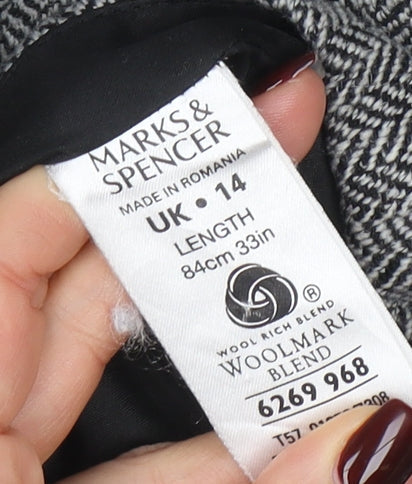 Marks and Spencer Womens Grey Wool Tweed Midi Pencil Skirt Size 14