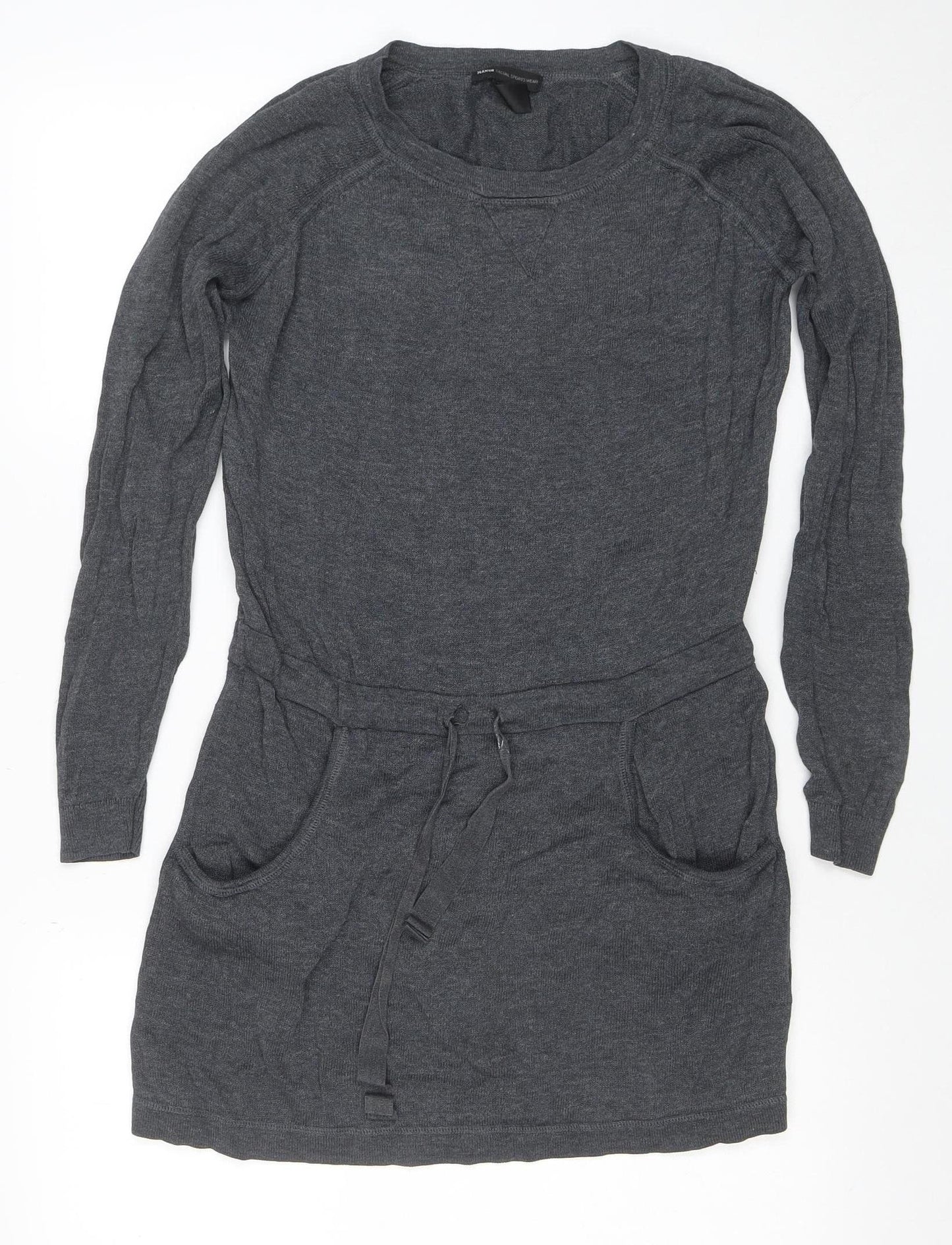 Kangol Women Grey XS Long Sleeve Knit Sweater Dress