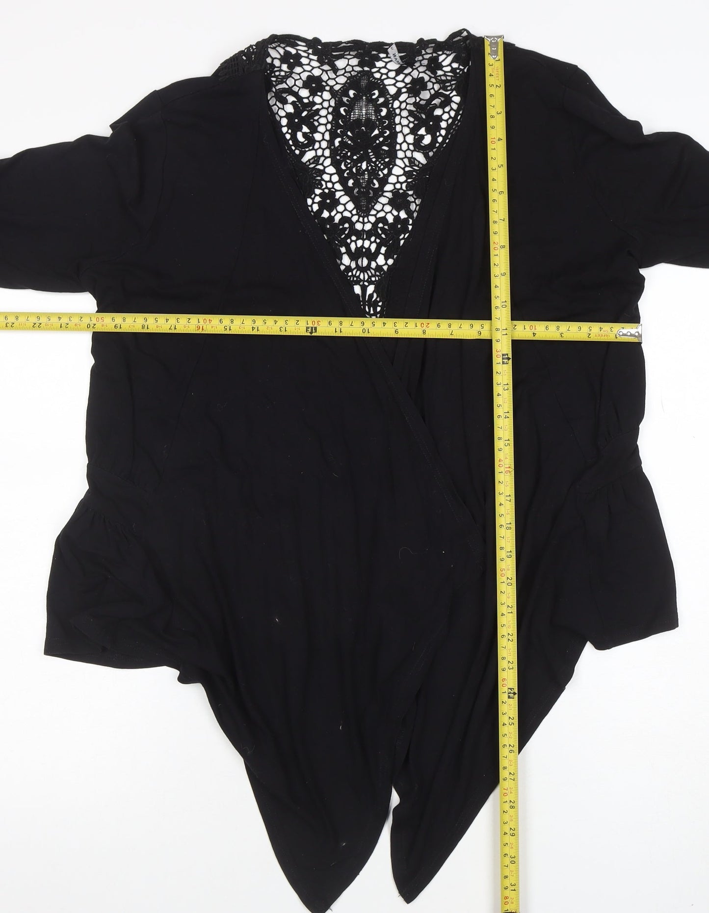 Roman Women’s Black Lace Back Wrap Jumper Viscose Blend Size 14