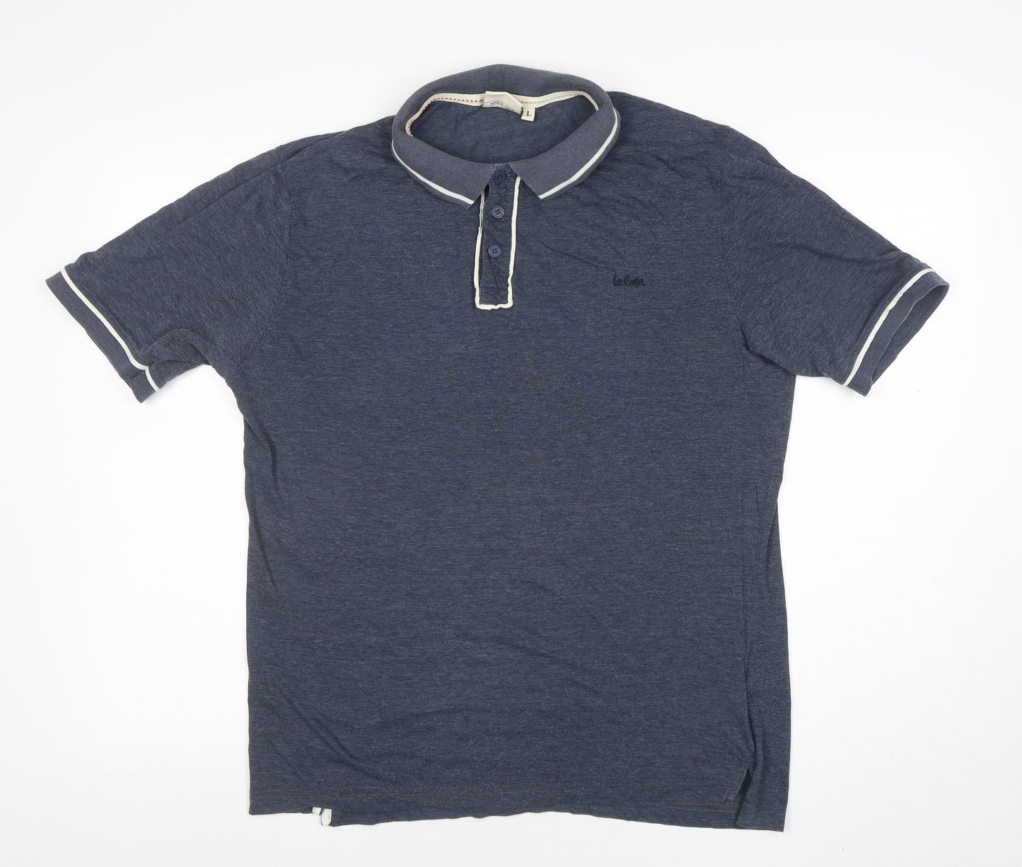 Lee Cooper Men's Blue Cotton Polo Shirt Size L Regular Fit