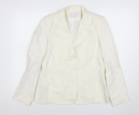 Evie Women's Ivory Linen Blend Blazer Size 12 Tailored Jacket