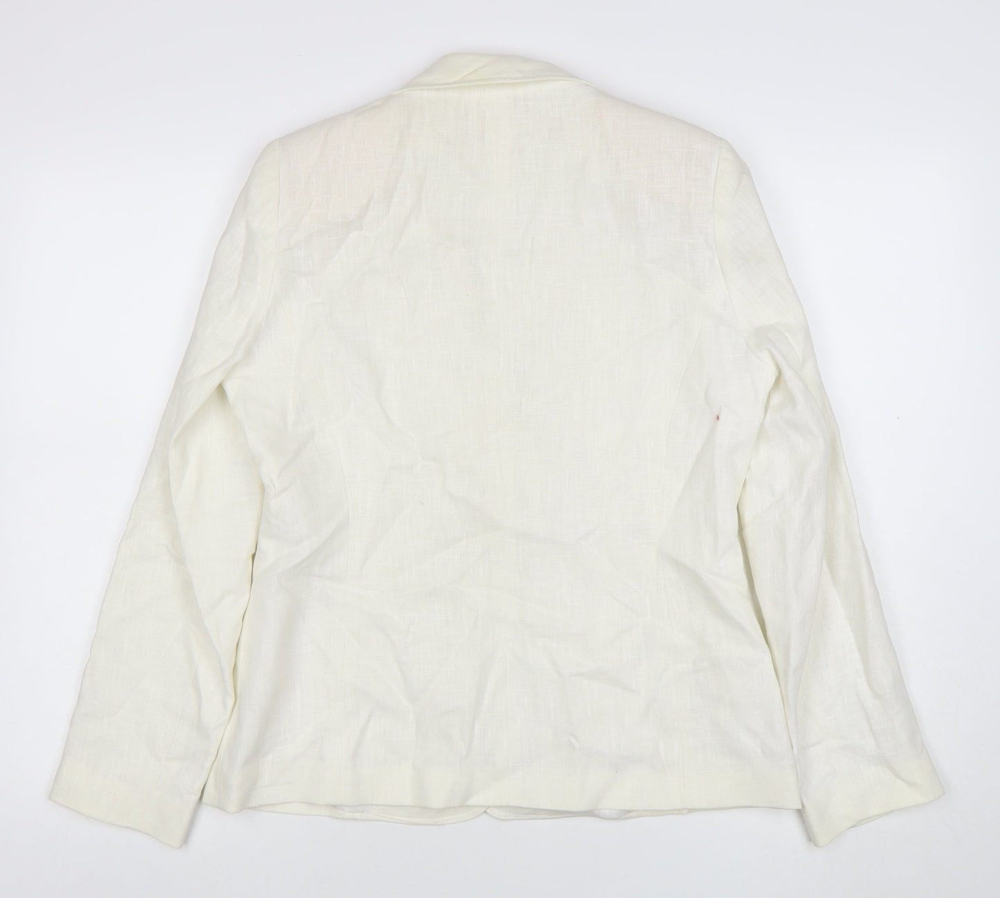 Evie Women's Ivory Linen Blend Blazer Size 12 Tailored Jacket