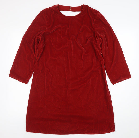 B. Loren Series Women Red Velvet Shift Knee Length Dress Size 14