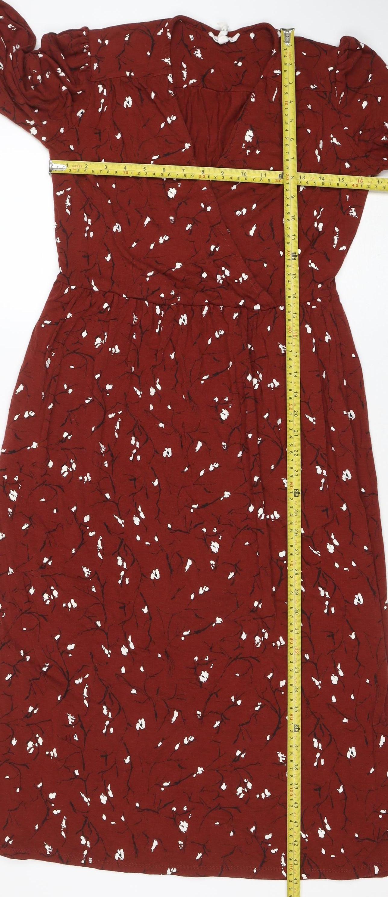 Thought Womens Red Floral Fit & Flare Midi Dress Size 10