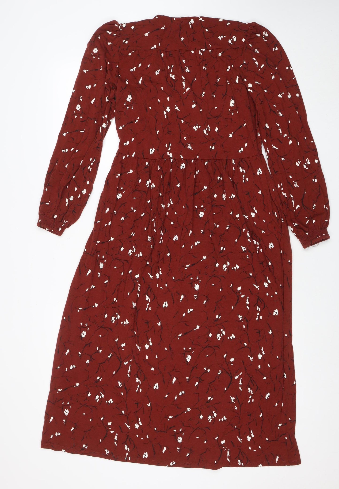 Thought Womens Red Floral Fit & Flare Midi Dress Size 10