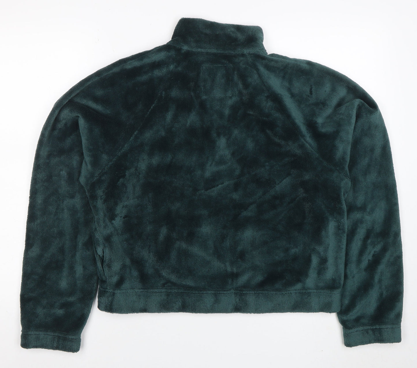 Hollister Women's Green Fleece 1/4 Zip Pullover Sweatshirt M