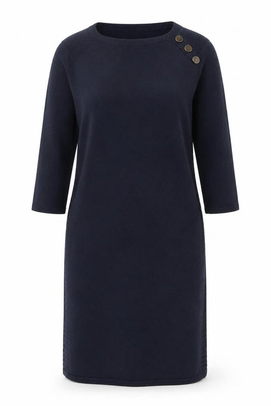 Next Women Blue Knit Jumper Dress Size 12 Long Sleeve Crew Neck