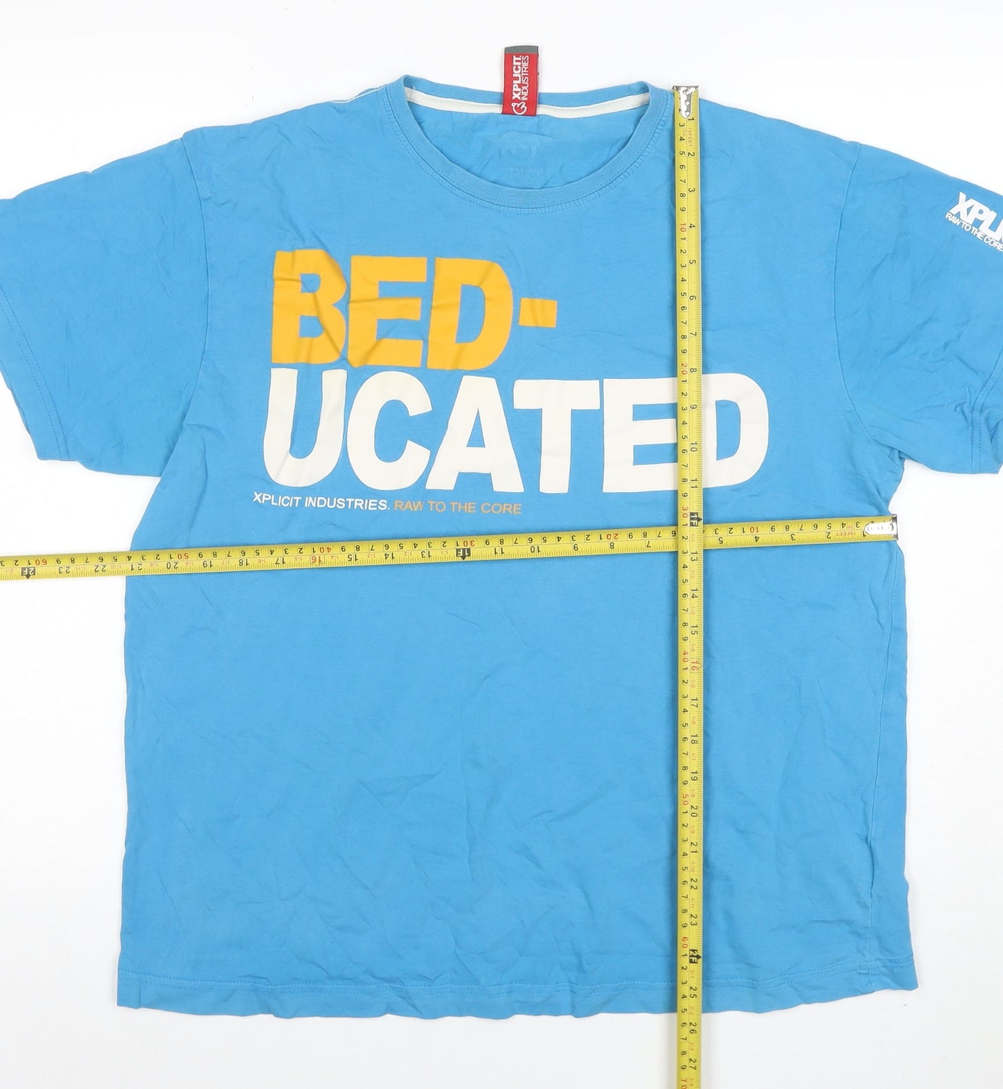 Xplicit Industries Mens Blue BEDUCATED Funny Graphic T-Shirt XL