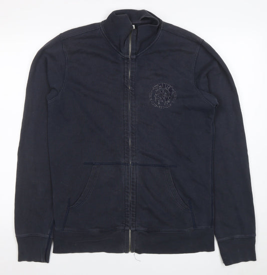 Diesel Mens Blue Full Zip Sweatshirt Size L High Neck Cotton