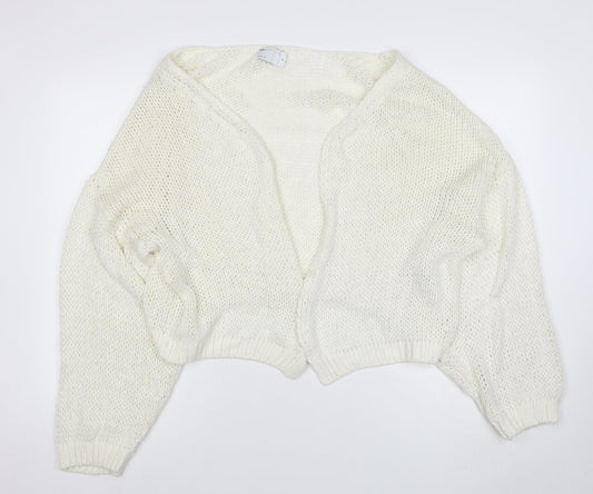 ASOS Women Ivory Open-Knit Balloon Sleeve Cardigan Size 12