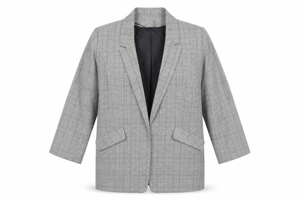 Dorothy Perkins Women's Grey Check Blazer UK14 Classic Tailored