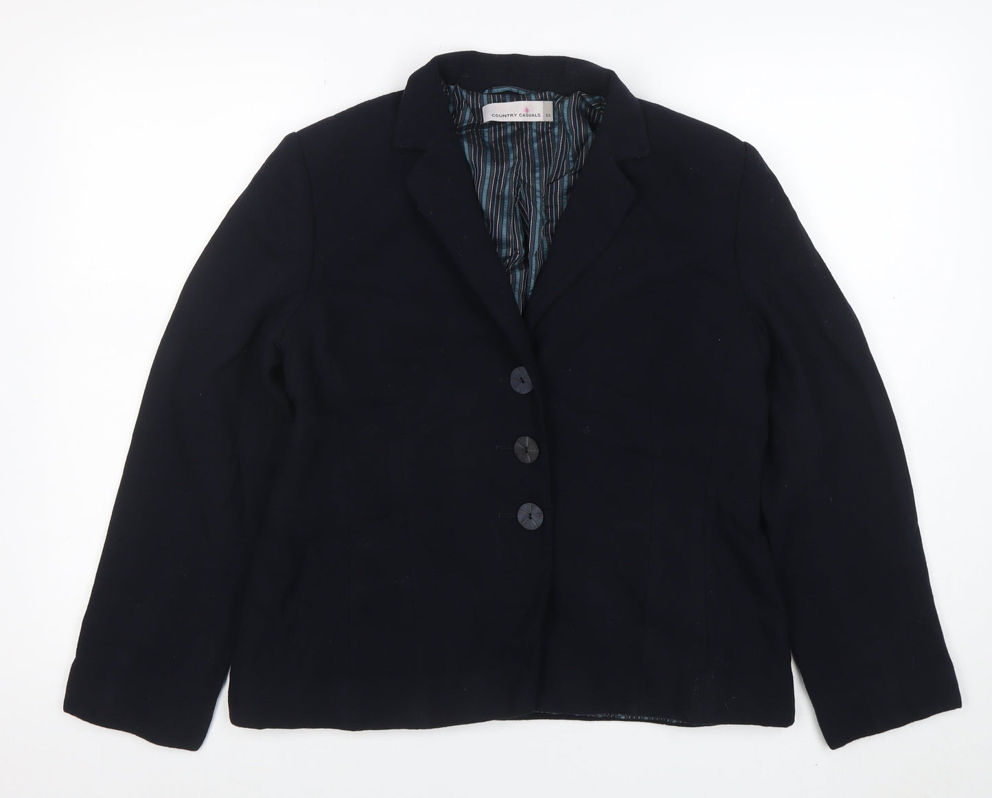 Country Casuals Womens Black Size 16 Single-Breasted Blazer Jacket