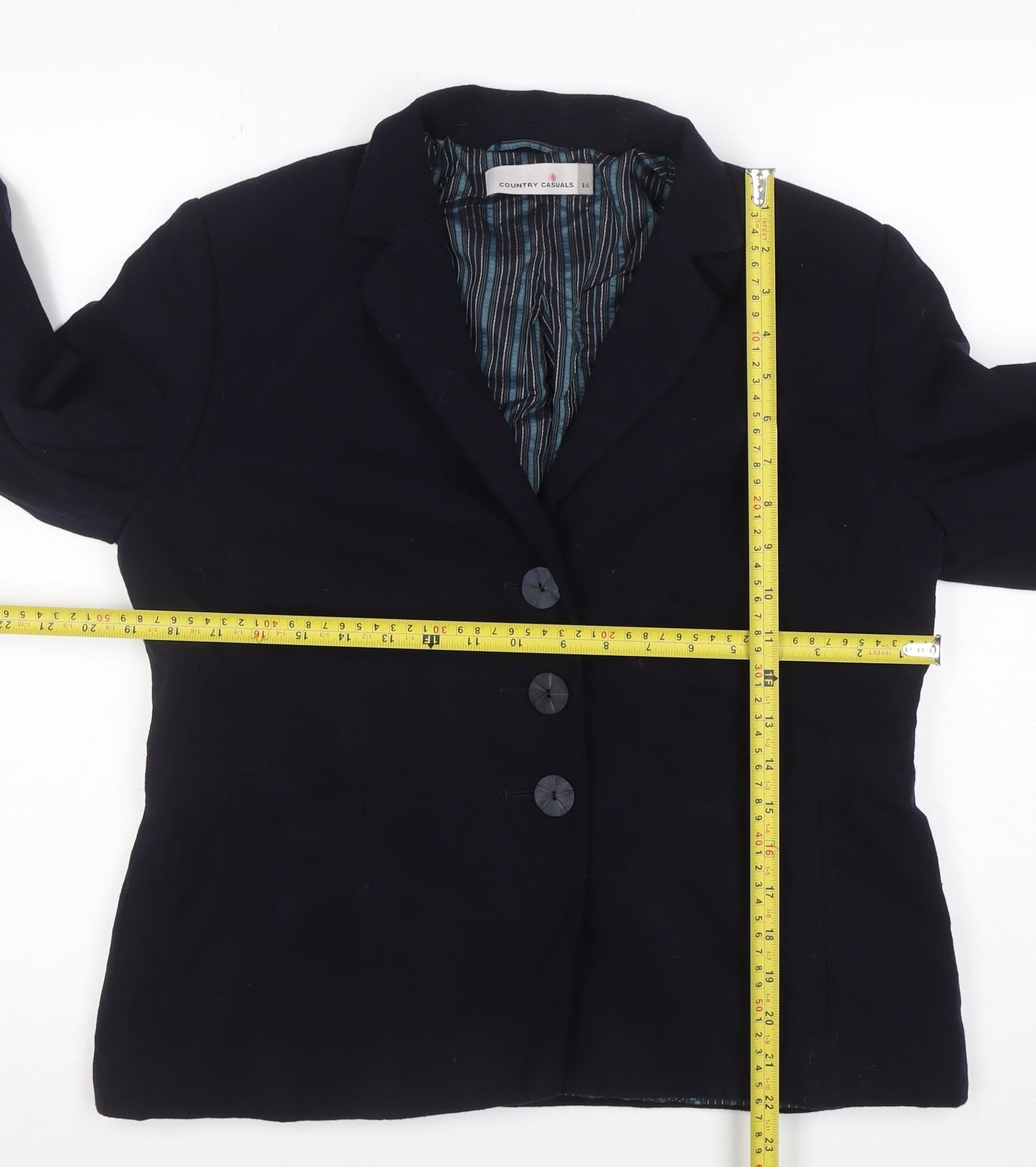 Country Casuals Womens Black Size 16 Single-Breasted Blazer Jacket