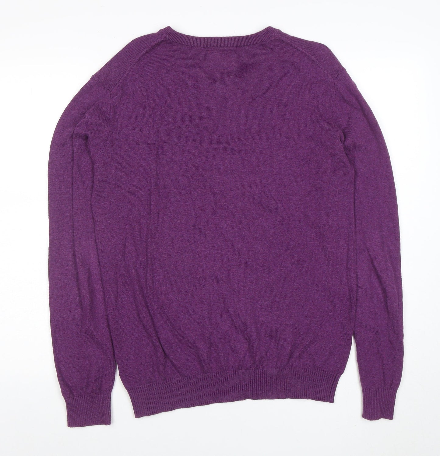 Joules Men's Purple Merino Wool V-Neck Jumper Size S