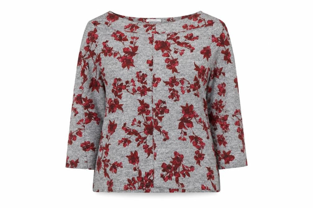 Marks & Spencer Women’s Grey Floral 3/4 Sleeve Jersey Top Size 20