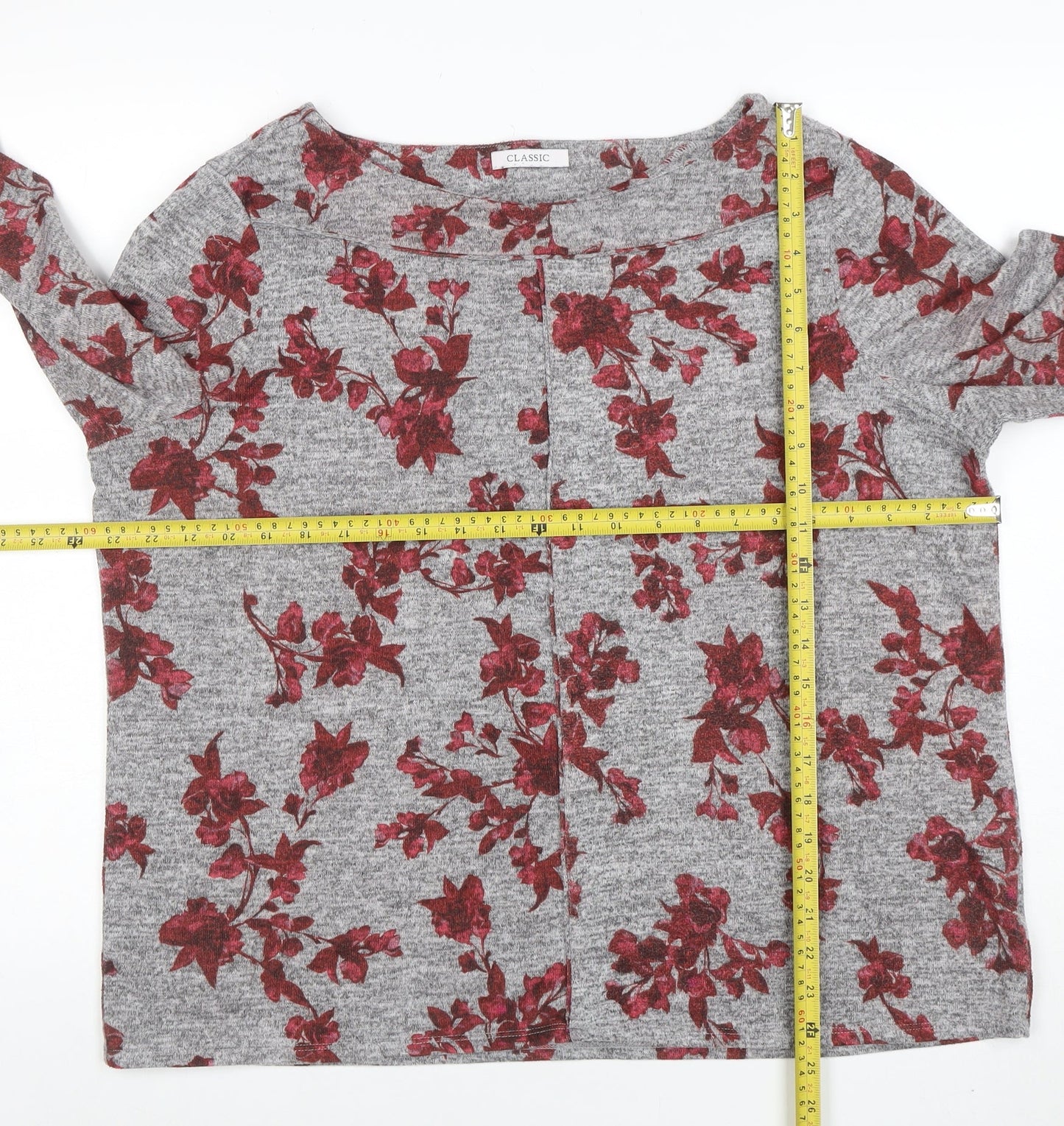 Marks and Spencer Women’s Grey Floral 3/4 Sleeve Jersey Top Size 20