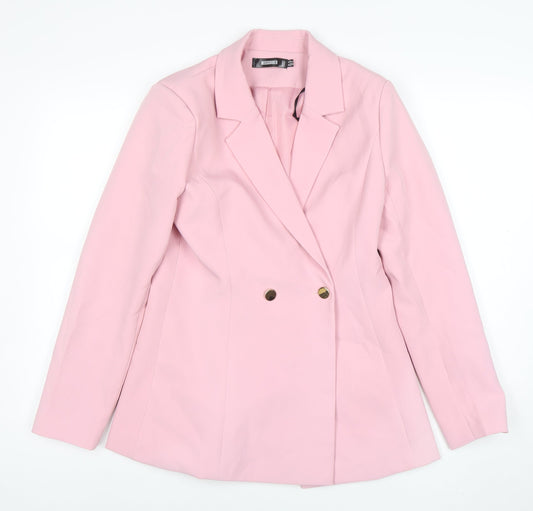 Missguided Women Pink Double-Breasted Blazer UK 10 Regular Fit