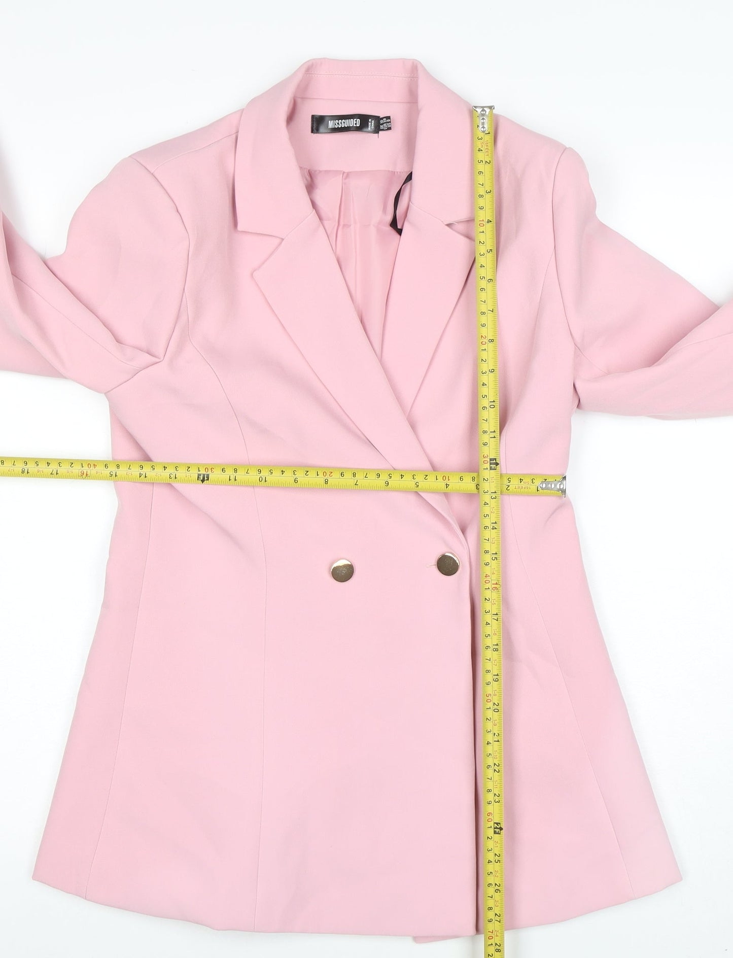 Missguided Women Pink Double-Breasted Blazer UK 10 Regular Fit