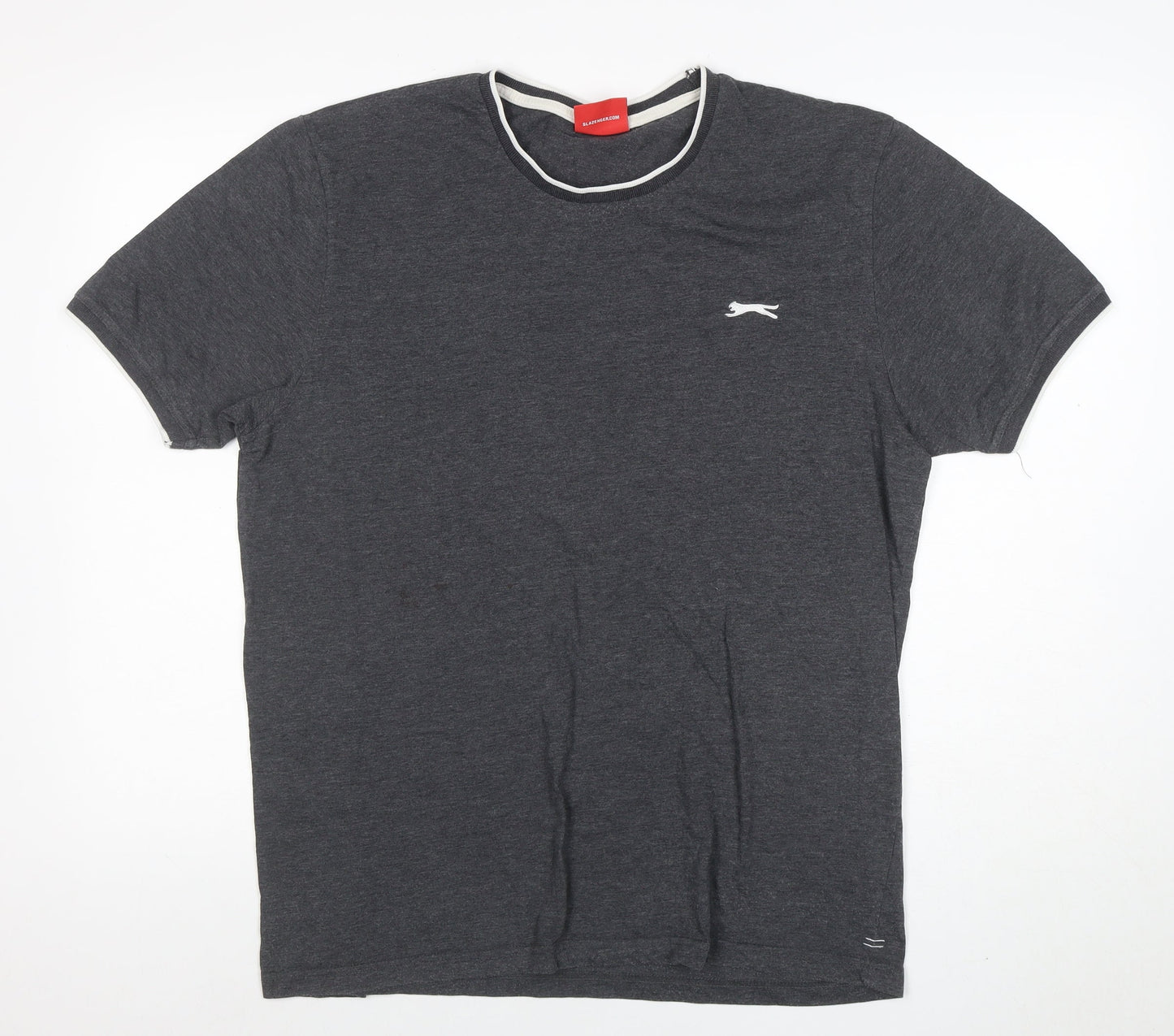 Slazenger Men's Grey XL Crew Neck Short Sleeve Cotton Blend T-Shirt