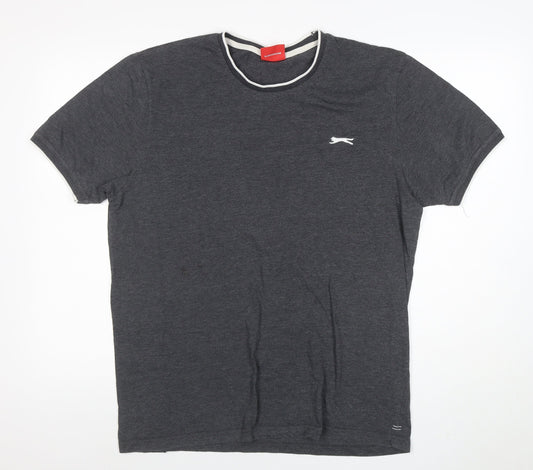 Slazenger Men's Grey XL Crew Neck Short Sleeve Cotton Blend T-Shirt