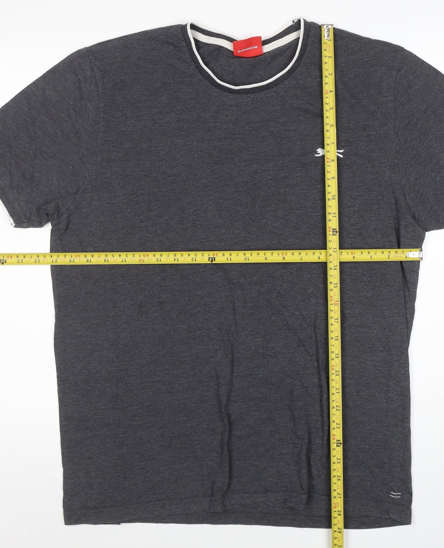 Slazenger Men's Grey XL Crew Neck Short Sleeve Cotton Blend T-Shirt