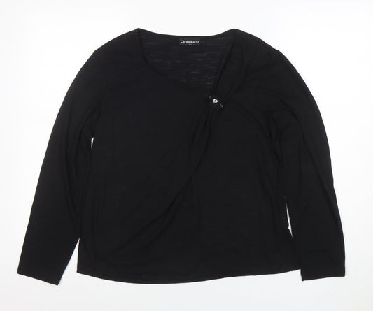 Cordelia St Women's Black Wrap Long Sleeve Blouse Size 14
