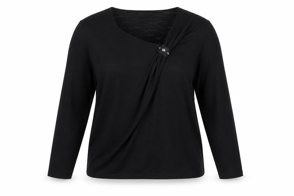 Cordelia St Women's Black Wrap Long Sleeve Blouse Size 14