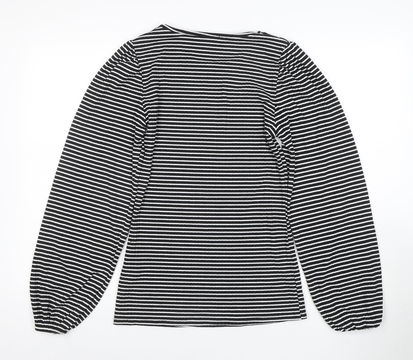 Dorothy Perkins Women’s Black Striped Long Sleeve Puff T-Shirt Size S