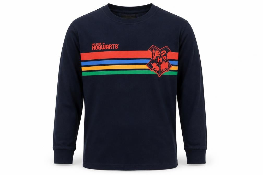 Harry Potter Boys Navy Long Sleeve Hogwarts T-Shirt 11-12 Years Cotton