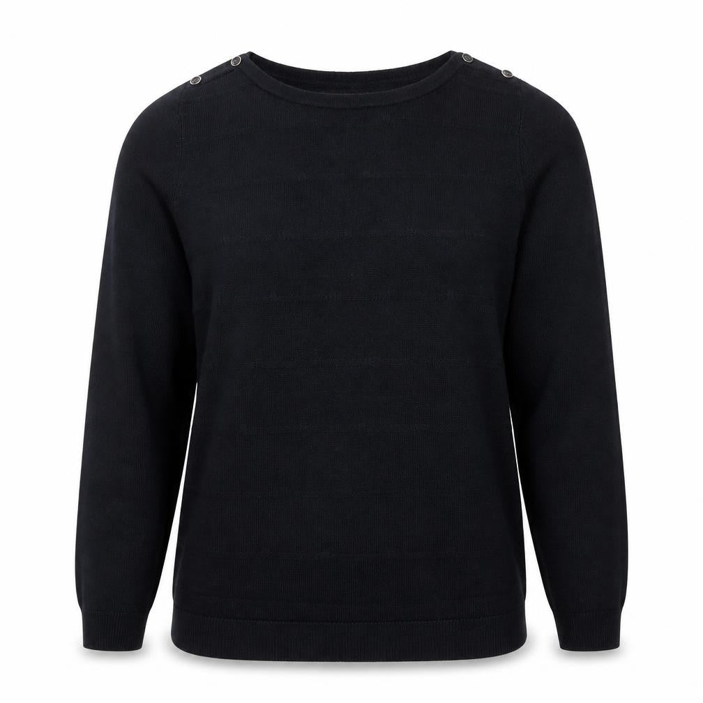 Maine New England Women's Black Cotton Knit Long Sleeve Top Size 14