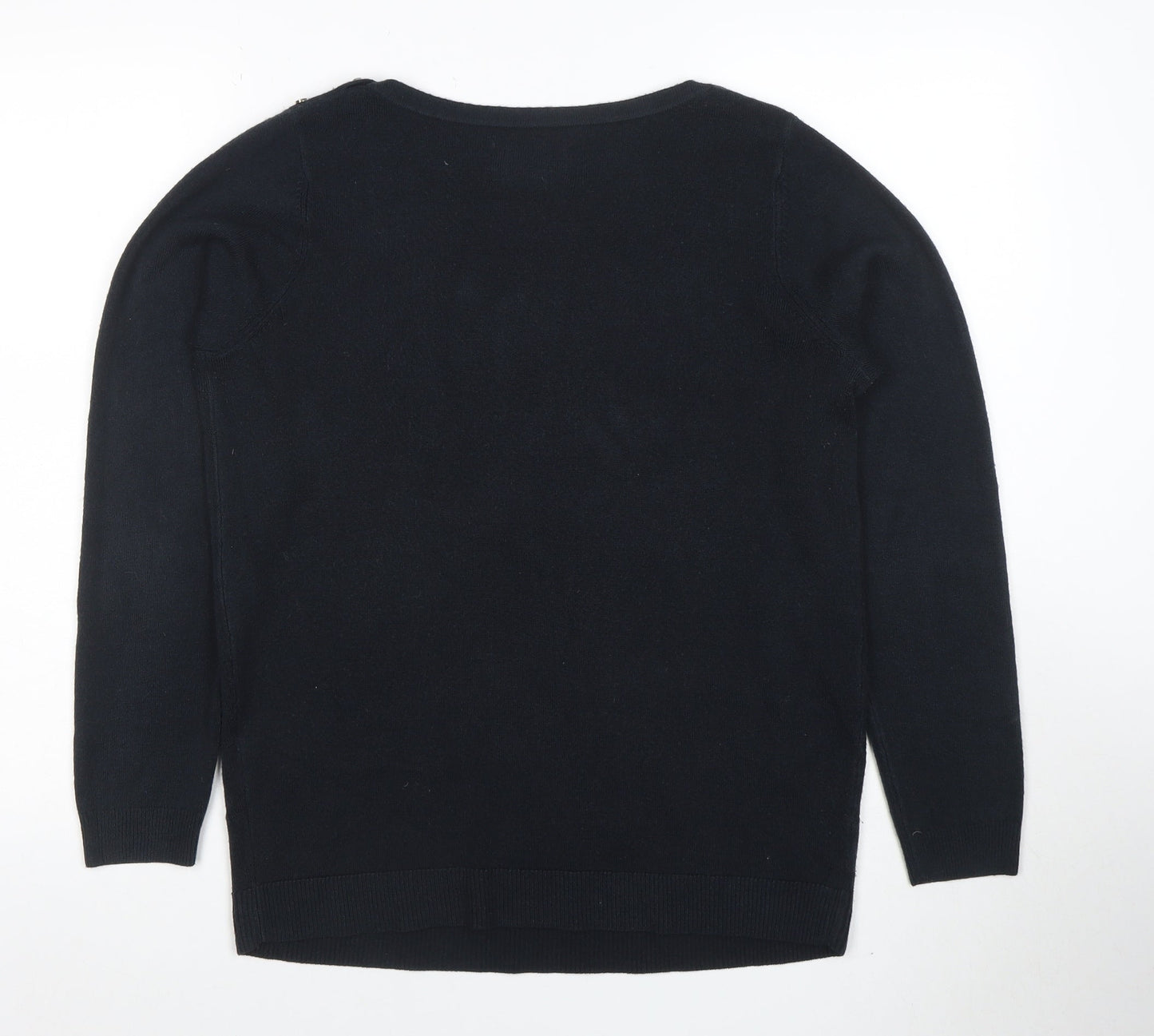 Maine New England Women's Black Cotton Knit Long Sleeve Top Size 14