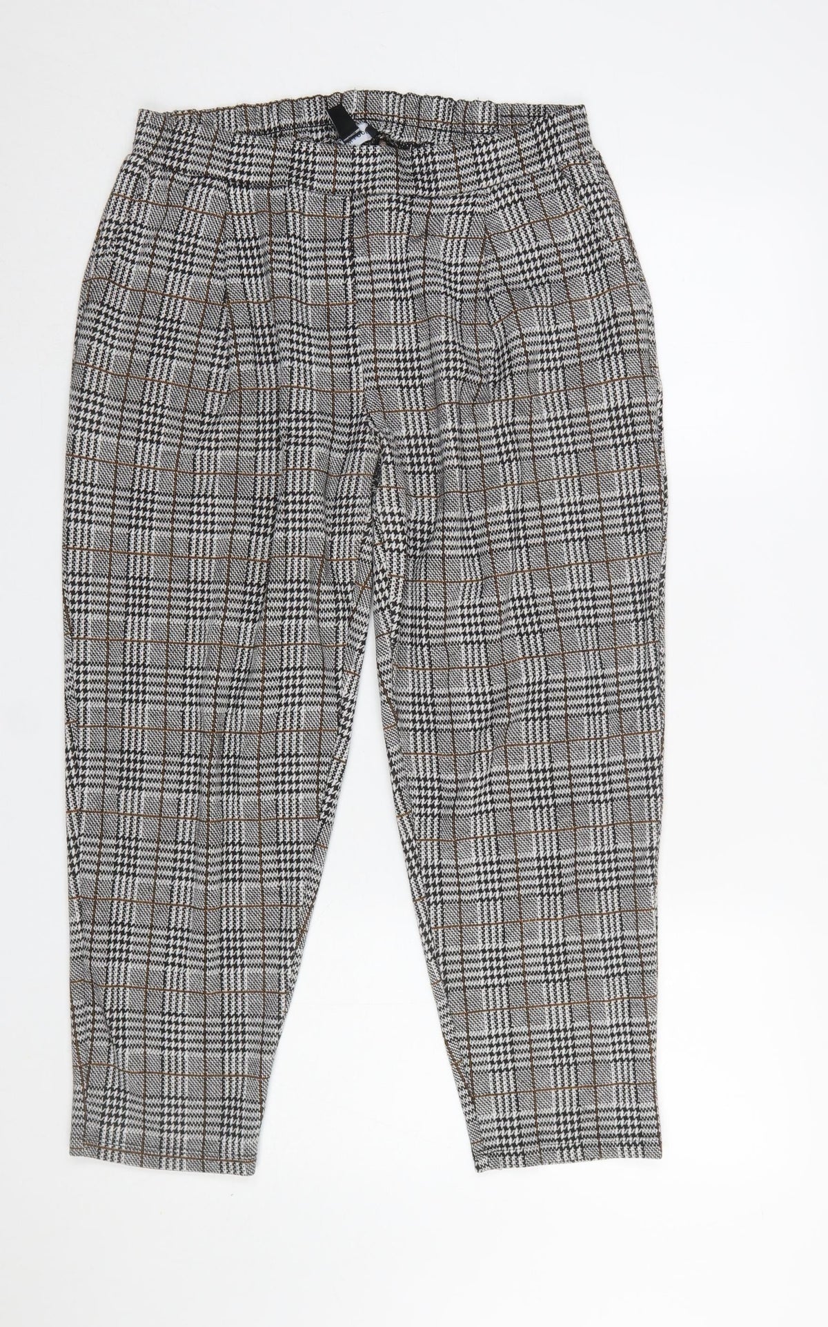 New Look Women's Grey Check Tapered Trousers Size 14