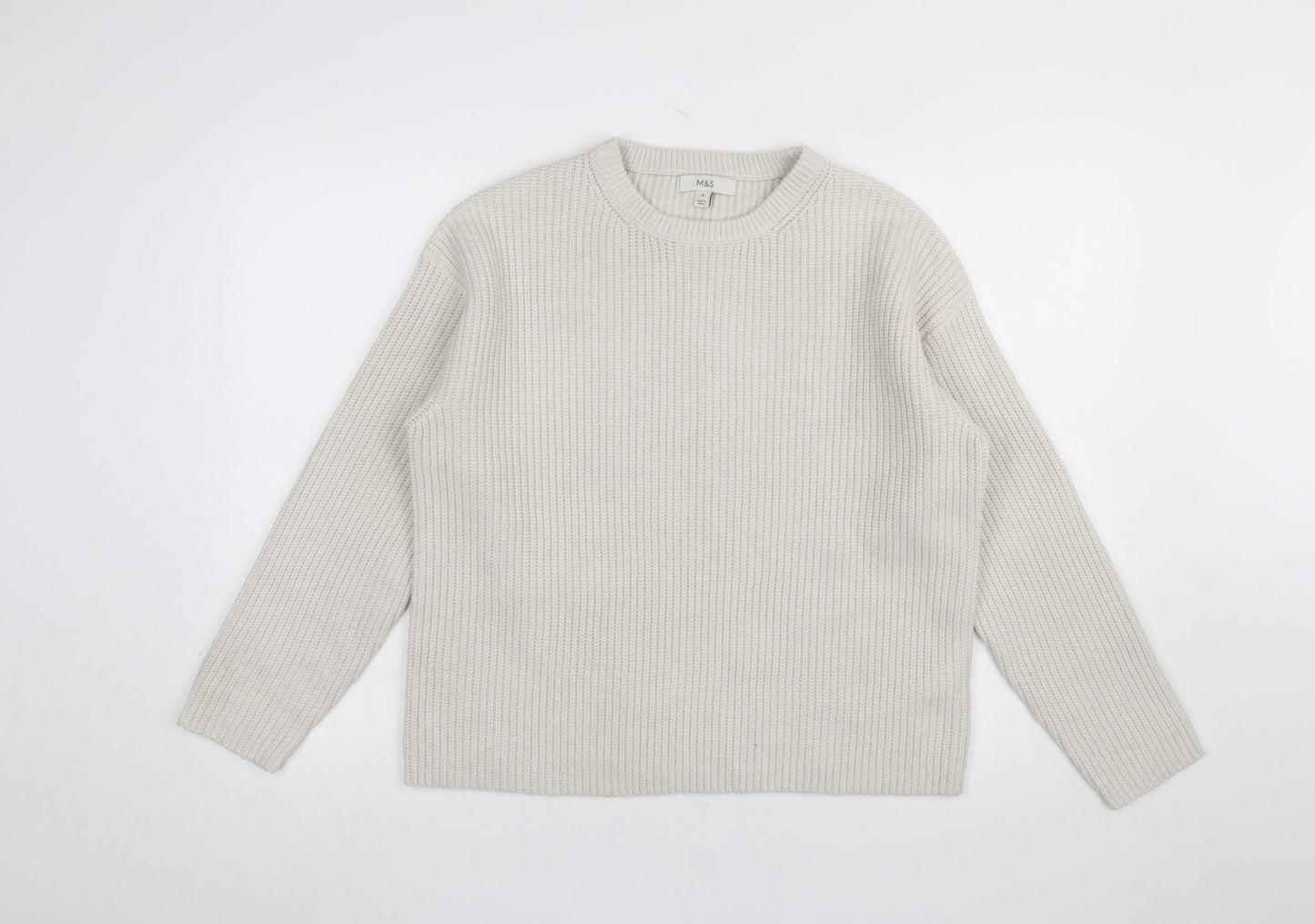 Marks and Spencer Women's Beige Cotton Knit Jumper Size M