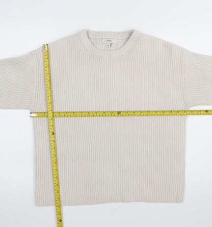 Marks & Spencer Women's Beige Cotton Knit Jumper Size M