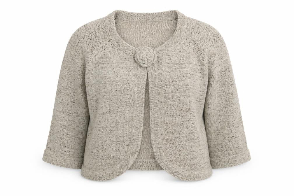 BHS Womens Beige Knit Cardigan Size 18 Round Neck 3/4 Sleeve