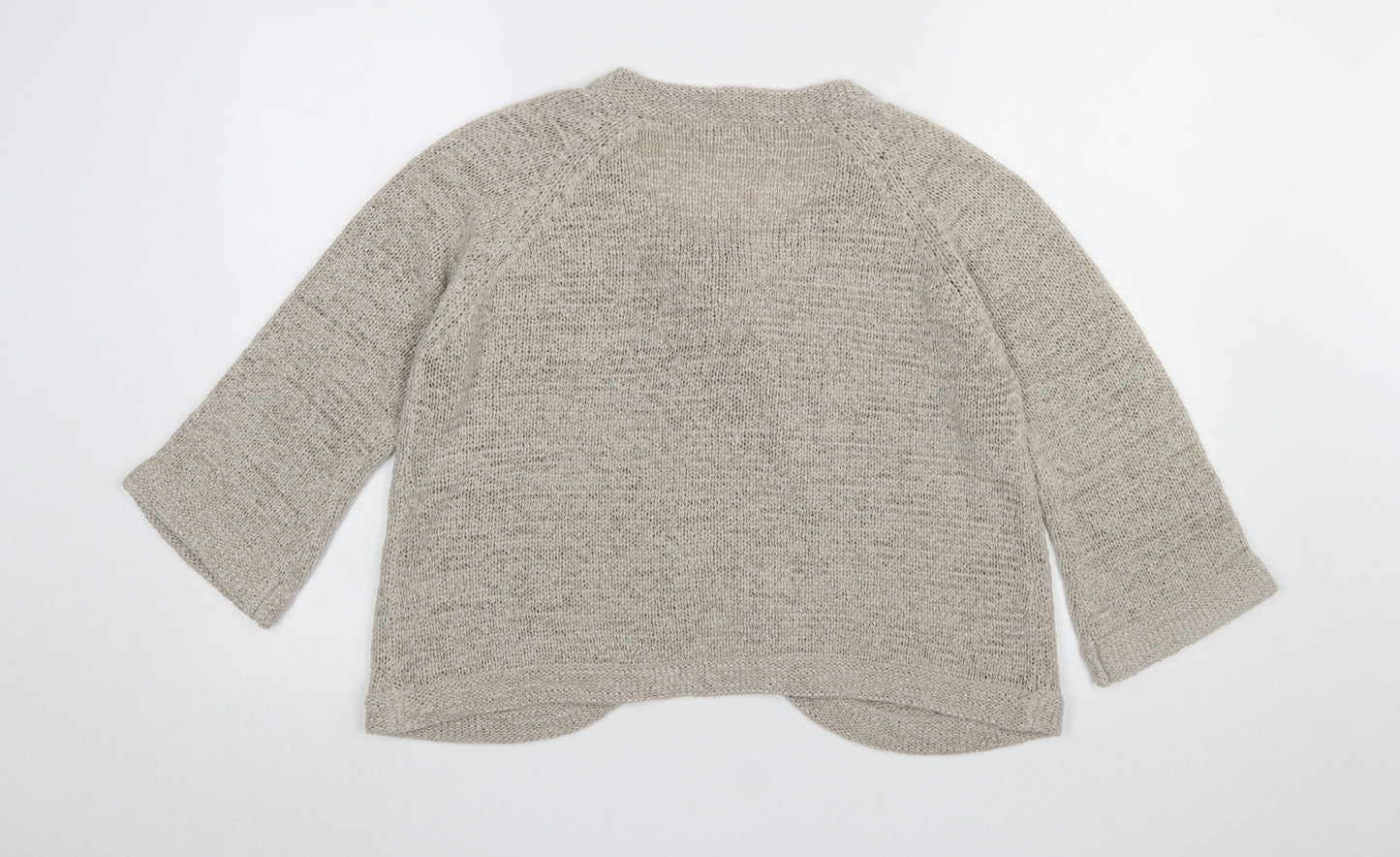 BHS Womens Beige Knit Cardigan Size 18 Round Neck 3/4 Sleeve