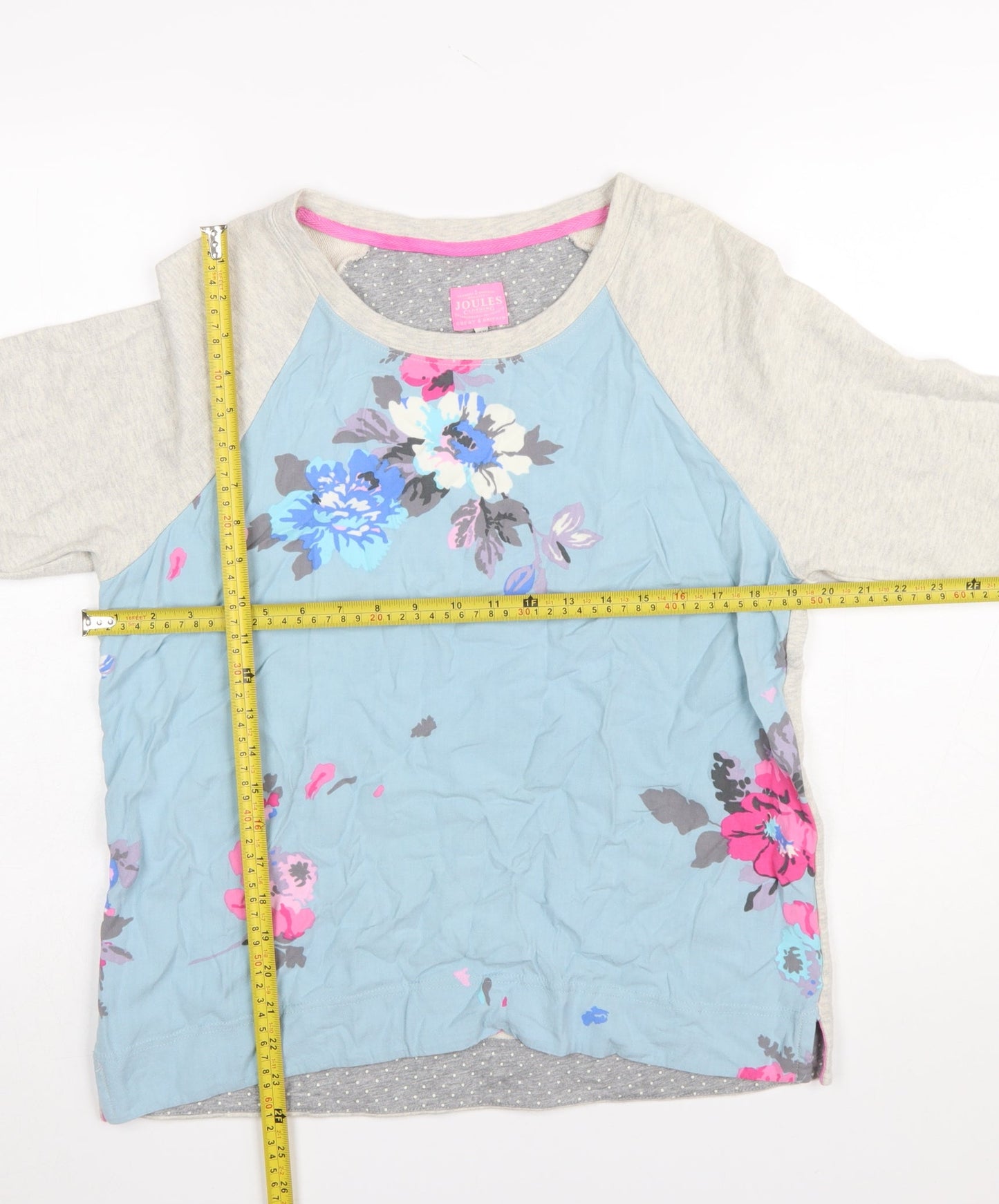 Joules Women Blue Floral Long Sleeve Pullover Sweatshirt UK 14