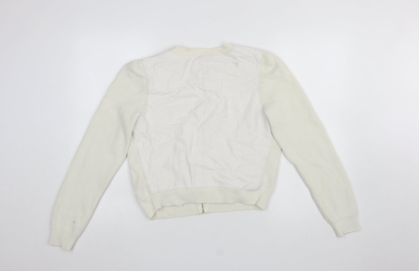 Banana Republic Women Ivory Full Zip Knit Jumper L