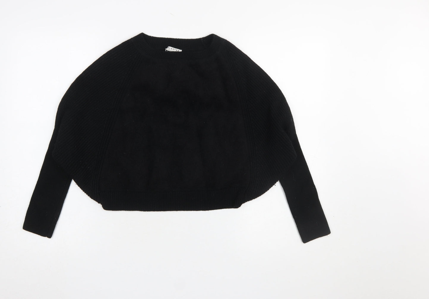 SELECTED Womens Black Wool Blend Dolman Sleeve Pullover Jumper M